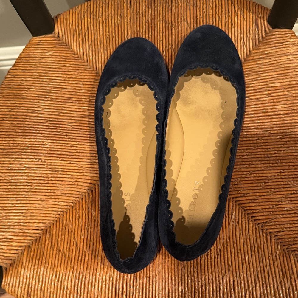 Talbots Chic Navy Blue Suede Ballet Flats